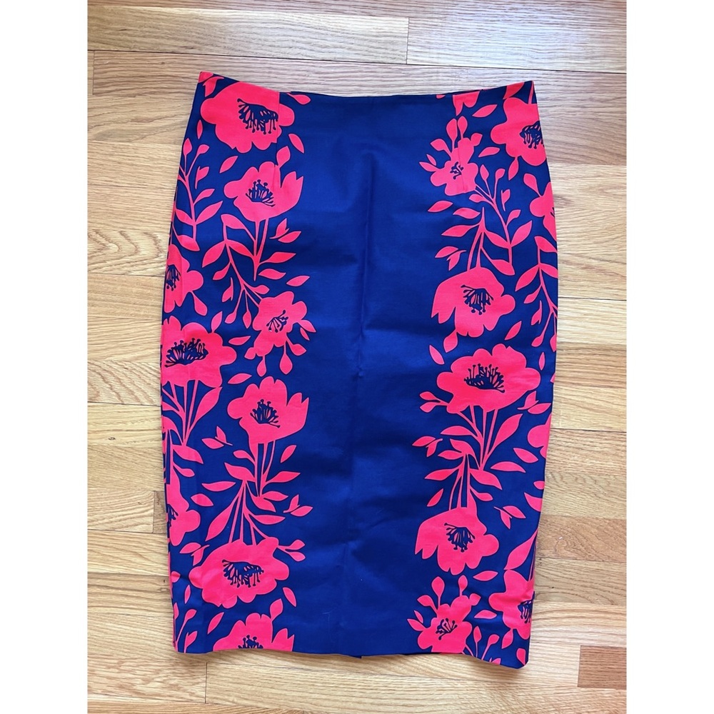 Boden pencil skirt in blue and red floral pattern, 12L NWT
